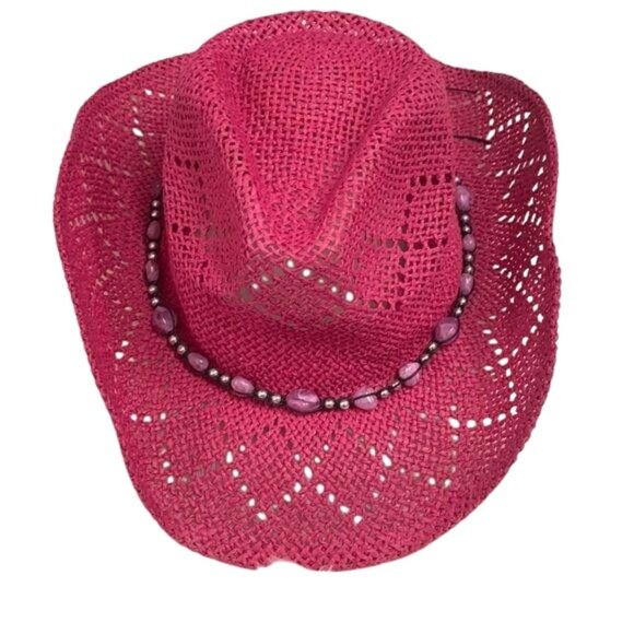 Fuchsia Beaded Cowboy Shapeable Brim Hat - Picture 1 of 4